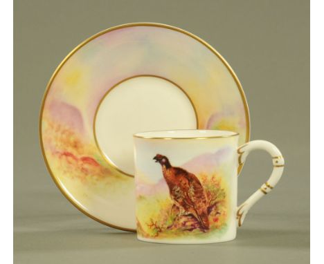 A Royal Worcester cup and saucer James Stinton Game Birds series. CONDITION REPORT: Both the cup and saucer are in first clas