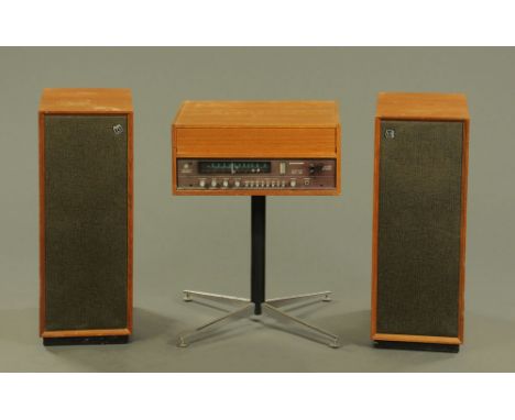 A vintage Dynatron stereo music centre with Goldring Lenco turntable and pair of Dynatron LS2034 speakers. CONDITION REPORT: 