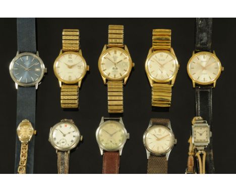 A collection of ten vintage wristwatches, including Rotary, Smiths, Rodania, Accurist etc.