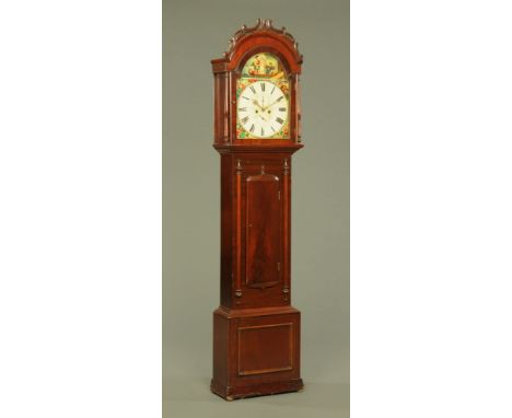 An early 19th century Scottish mahogany longcase clock, with eight day striking movement by William Morton Camnethan, with pa