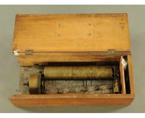 A Victorian Swiss musical box, with 20 cm comb.  As found. Length 13.5". CONDITION REPORT: The only number stamped anywhere o