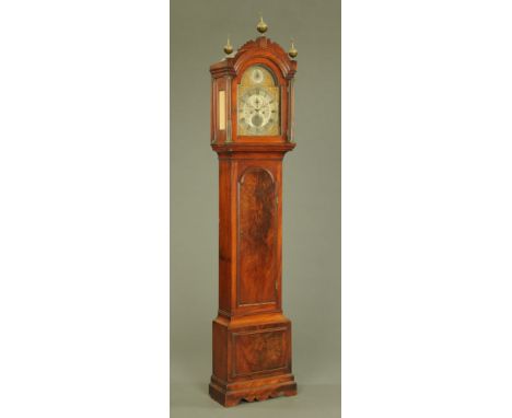 A George III longcase clock, with two train striking movement by Francis Perigal, Bond Street, with arched hood and arched tr