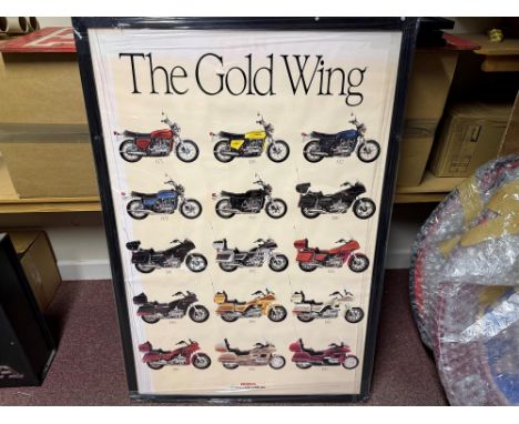 Actual Honda dealer framed 'Goldwing' poster being offered without Reserve. Measuring 42" x 29"  and presented in good condit