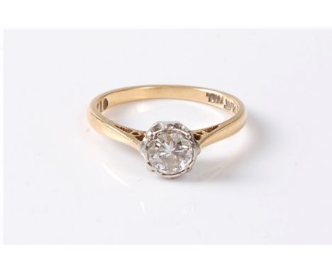 An 18ct and platinum diamond solitaire ring, the round brilliant diamond, estimated approx. 0.43cts, colour estimated approx.