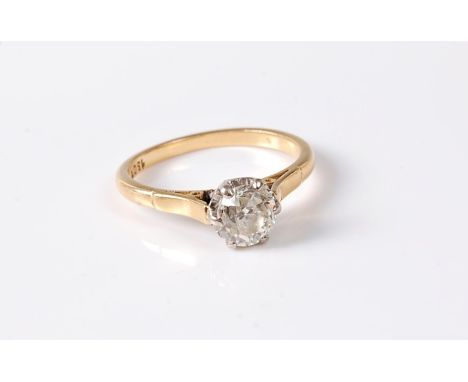 An 18ct diamond solitaire ring, the old cut diamond, estimated approx. 0.79cts, colour estimated approx. K-L, clarity estimat