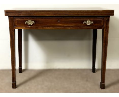 A 19th c mahogany tea table with fold over top and gate leg support, 71 x 91 x 90 cm.  The Alastair & Sheila Brooks Collectio