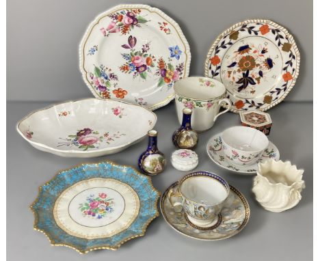 A group of English china, to include; a New Hall cup and saucer, saucer with New Hall within two circles, an Aynsley breakfas