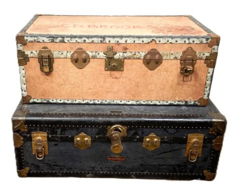 A vintage Mendel Trunx steamer trunk, 36 x 101 x 58 cm, and another, (2).   The Alastair & Sheila Brooks Collection: of Oakla