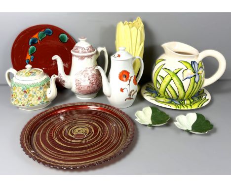 A quantity of china, to include; Sylvac foliate vase, 30cm, Poole pottery plate, Carltonware leaf dishes, Wedgewood, Coalport