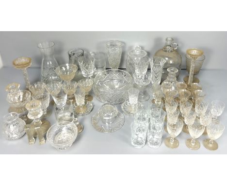 A large quantity of glass and crystal, to include; wine glasses, bowls, vases, jars, (A Lot).   The Alastair & Sheila Brooks 