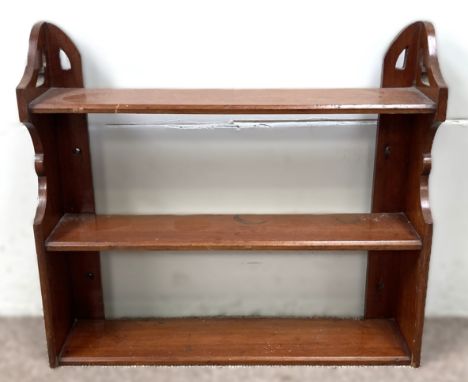 A mahogany three tier hanging shelf, 55 x 61 x 15 cm.  The Alastair & Sheila Brooks Collection: of Oaklands (& past owners of