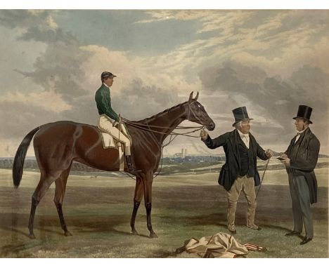 After HARRY HALL, 19th century, ‘Nancy’, Trained by Job Marson, with Jockey Up,coloured engraving, 56cm x 72cm  The Alastair 