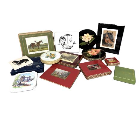 A large quantity of placemats and coasters, to include; Kings Own Scottish Borderers, hunting, racehorses, mermaids, (A Lot).