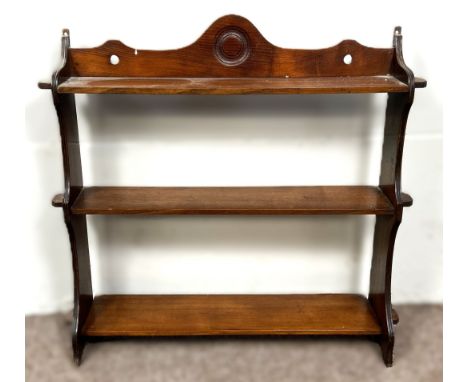 A three tier wall shelf, 70 x 66 x 18 cm.   The Alastair & Sheila Brooks Collection: of Oaklands (& past owners of Ednam Hous