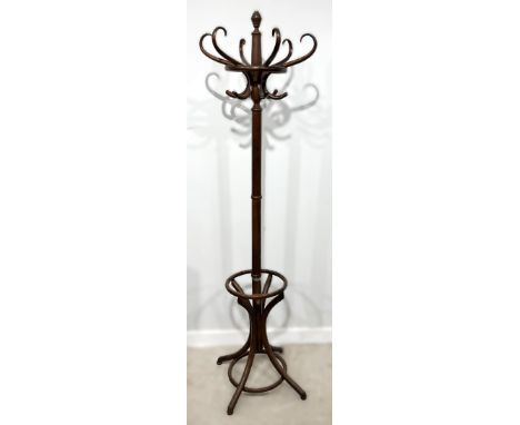 A hat and coat stand with turned finial, 186 cm.  The Alastair & Sheila Brooks Collection: of Oaklands (& past owners of Edna