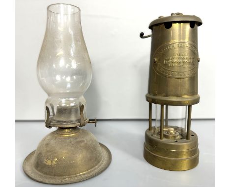 A British Coal Mining lamp, Aberaman Colliery, # 16324, 22 cm, and another oil lamp, (2).  The Alastair & Sheila Brooks Colle