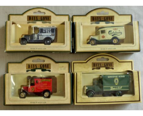 Lledo PLC(4) Days Gone-1926 Bull Nose, Morris van 'Lyon Tea'50000-1930 Model 'A' Ford Van'Carlsburg'13059-1934 Mack Canvas Ba