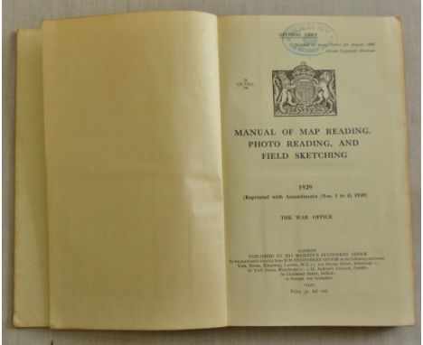 Manual of Map Reading  Photo reading and field sketching.  The War Office 1923.  Foxing here and there but otherwise good cle