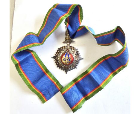 Thailand/Siam Order of the Crown, Commander neck badge. Silver and enamel, a fantastic looking medal.