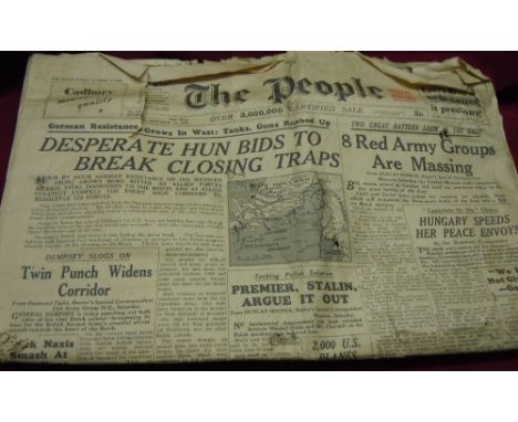 Militaria - Wartime Newspapers  'The People', dated Sunday October 15th, 1944, 'Crusader' dated Sunday April 29th, 1945.  Rat