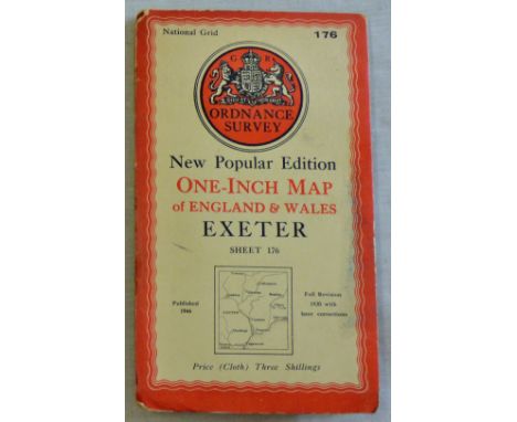 National Grid Ordnance Survey - One-Inch Map Of Great Britain. Sheet 176 Exeter, Published 1946. Good.