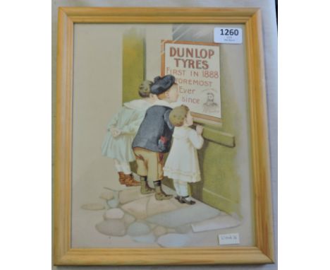 Framed Advertising print-'For Dunlop Tyres', first in 1888 foremost Ever Since', good condition