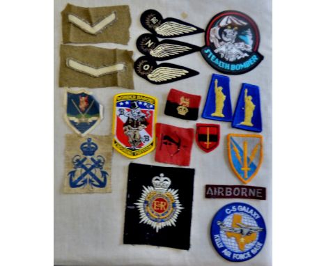 Mixed Military Patches (16) Including: Airborne, Vikings (Norfolk's), RAF Observer and Navigator and Rear Gunner, Stealth Bom