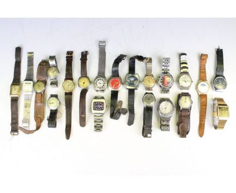 A collection of twenty mechanical and quartz vintage wristwatches to include Romano, Casio, Buler, Timex, Ingersoll, Limit, S