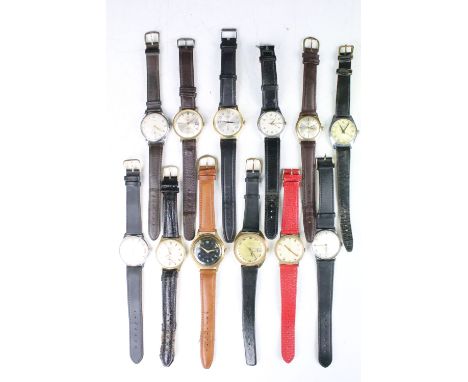 A collection of twelve mainly mechanical wristwatches to include Timex, Verity, Q&amp;Q, Erntine, Fleet, Universal, Oriosa, S