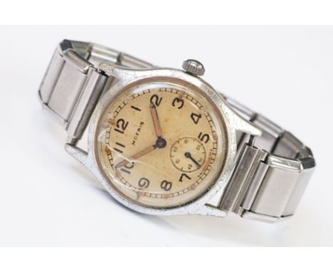 A Moeris British Military issued Army Trade Pattern wristwatch, marked A.T.P. 60887 to the verso, sub second dial to 6 o'cloc