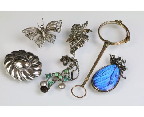 Collection of assorted 20th Century jewellery to include an Art Deco turquoise and mother of pearl drop necklace , Art Deco b