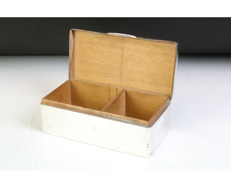Early 20th Century silver hallmarked cigarette box having engine turned details to the lid along with initial panel. Hallmark