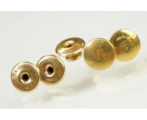 Collection of gold collar studs to include three marked 9ct, and two marked 18ct. 18ct studs measure 11mm, small studs measur