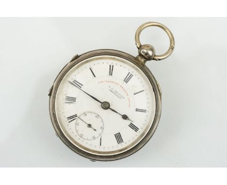 Early 20th Century Edwardian silver 'the Express English Lever' pocket watch. The watch having a white enamelled dial with ro