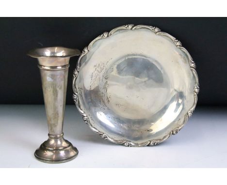 20th Century Egyptian silver plate having moulded floral scrolls to the rim (egyptian hallmarks to base), together with a Wil