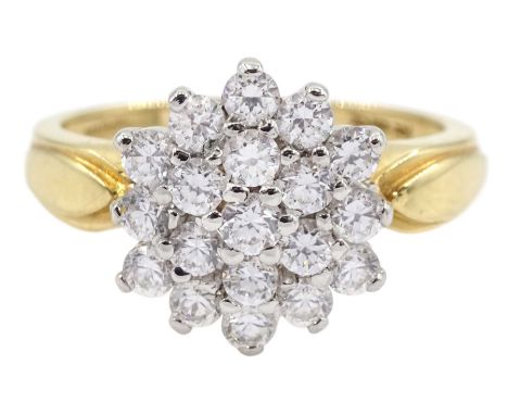 14ct gold cubic zirconia cluster ring, hallmarked