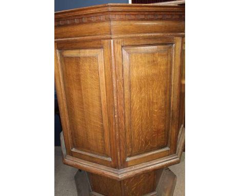 VICTORIAN OAK OCTAGONAL PULPIT
with panel sides and steps 160cm high