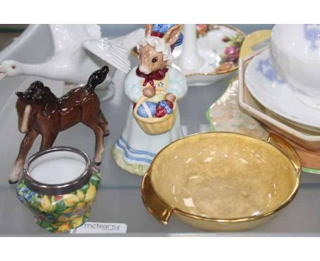 SELECTION OF CERAMICS
including a Lladro goose, a Beswick foal figure, Royal Doulton figure of Mrs Bunnykins, an Art Deco Car