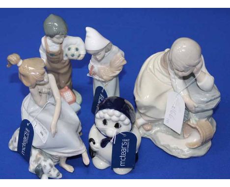 COLLECTION OF LLADRO AND NAO FIGURES
comprising Girl with Dog, Girl with Cockeral, Boy with Football and Girl Resting; along 