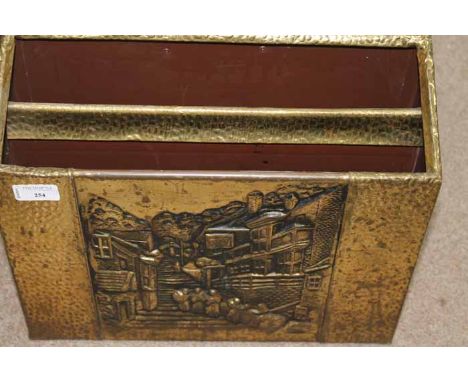 BRASS MAGAZINE RACK 
together with vintage tools etc