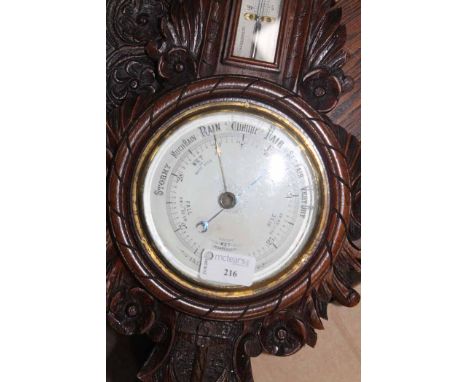 OAK BANJO BAROMETER
with thermometer and 8 day clock insert