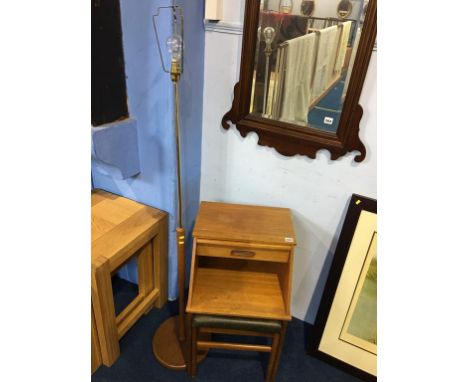 Teak standard lamp and telephone seat