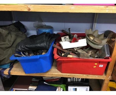 Shelf of assorted, tools etc.