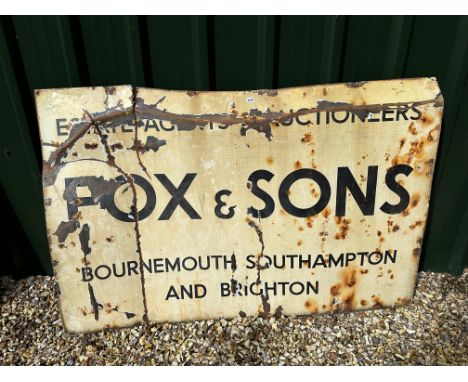 A Fox &amp; Sons Estate Agents &amp; Auctioneers of Bournemouth, Southampton and Brighton enamel advertising sign, 60 x 40". 
