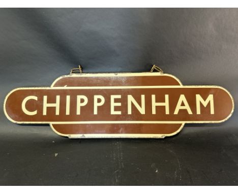 A Great Western Railway enamel totem for Chippenham Station, 36 x 10 1/4".&nbsp;
