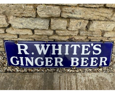 An R. White's Ginger Beer enamel advertising sign by Falkirk Iron Co. Ltd., 54 x 14". 