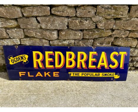 An Ogden's Redbreast  Flake "The Popular Smoke" enamel advertising sign, 60 x 18". 