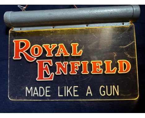 A Royal Enfield 'Made like a gun' light up sign, 15 1/2 x 11". 