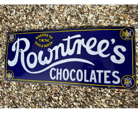 A Rowntree Chocolates enamel advertising sign, 'Makers to T.M. The King &amp; Queen, 36 x 15". 