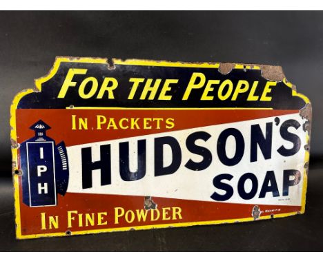 A Hudson's Soap torchlight enamel advertising sign by Chromo of Wolverhampton, 31 x 17".